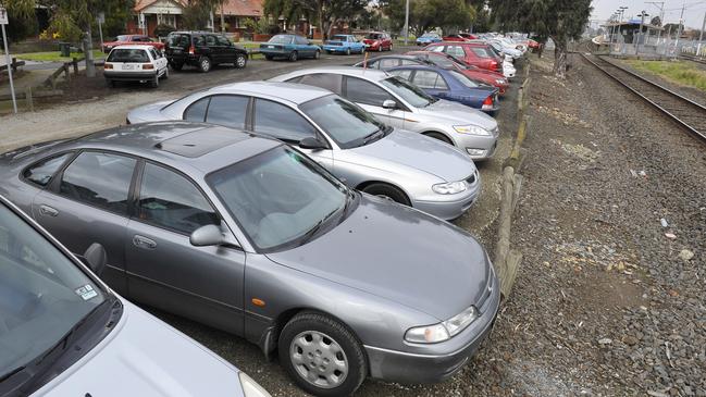 Cars at Merlynston station have been forced to park on gravel.