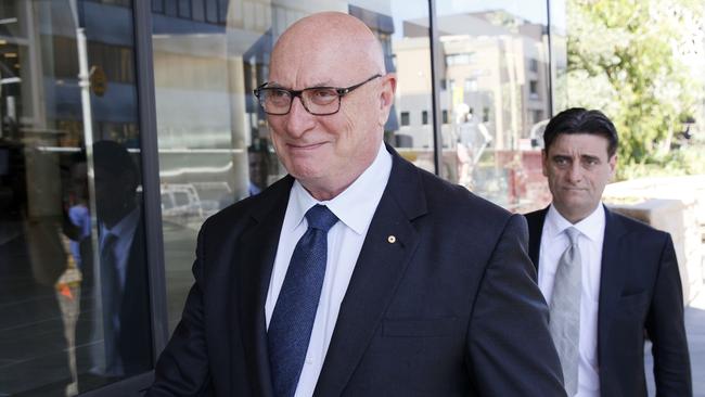 Monsignor David Cappo leaves Newcastle Local Court after the trial of Adelaide Archbishop Philip Wilson was delayed. Picture: Darren Pateman/AAP