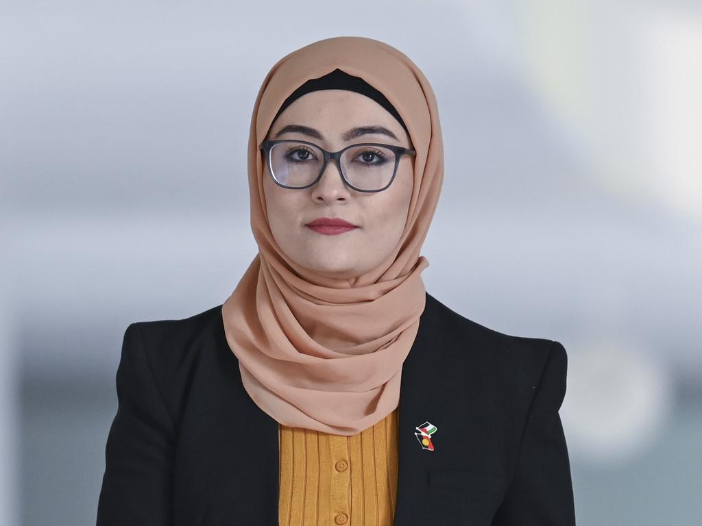 CANBERRA, Australia - NewsWire Photos - July 4, 2024: Senator Fatima Payman holds a press conference at Parliament House in Canberra. Picture: NewsWire / Martin Ollman