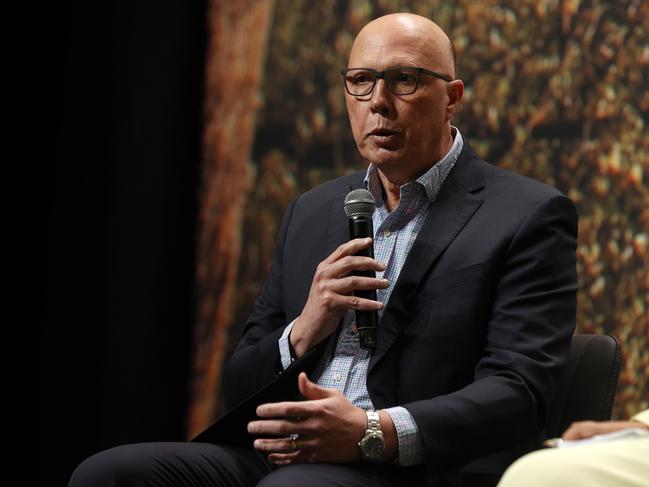 Peter Dutton, Leader of the Opposition leader Peter Dutton speaks at the Bush Summit. Picture: Jonathan Ng