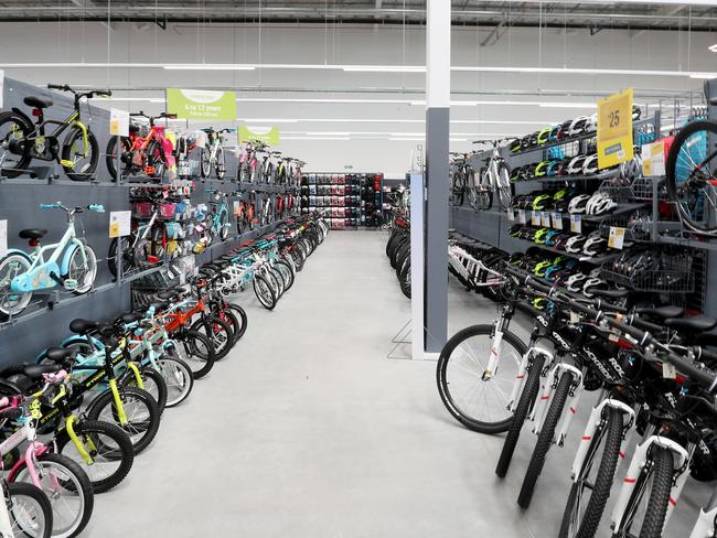 Bikes galore at the new sports megastore Decathlon in Moorabbin.