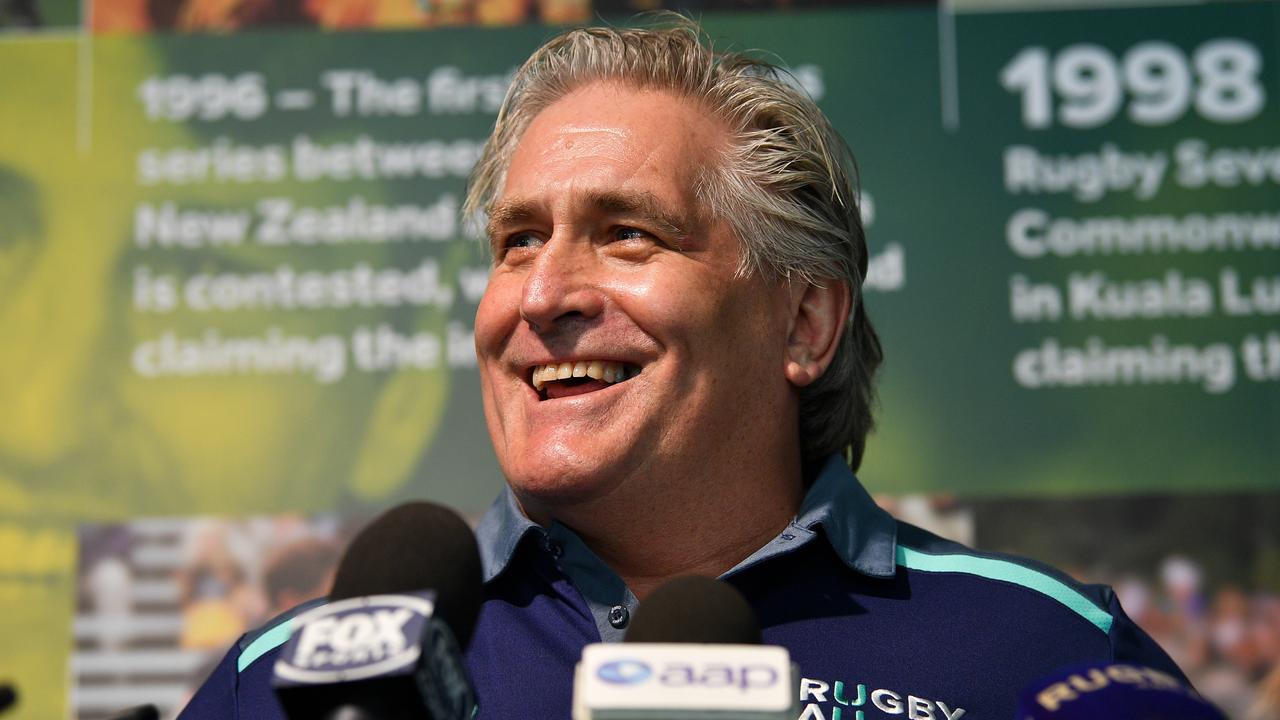 Rugby Australia’s new director of rugby Scott Johnson speaks to the media.