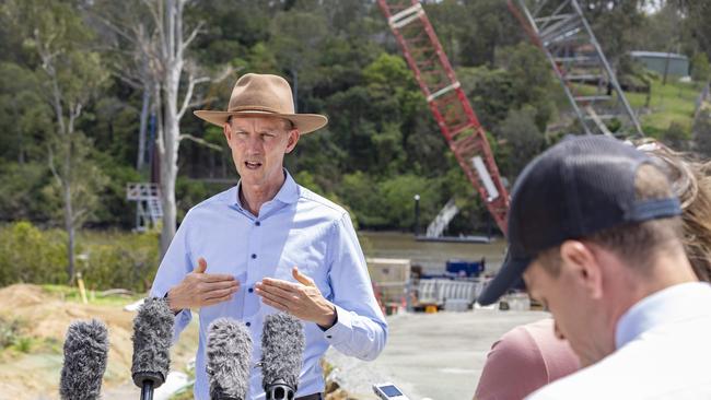 Minister for Transport and Main Roads Mark Bailey speaks to the media at Centenary Bridge in Jindalee, Saturday, November 18, 2023 - Picture: Richard Walker