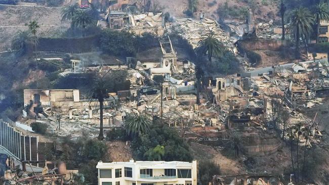 The fires have devastated exclusive LA suburbs like Pacific Palisades, pictured. Picture: AP Photo/Mark J. Terrill