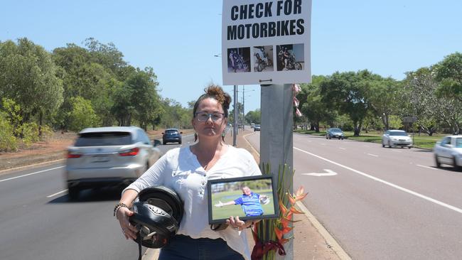 Renee Flis at the intersection where her father was hit while riding his motorbike. Picture: (A)manda Parkinson