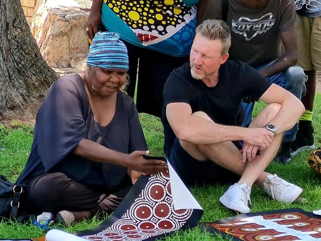 Nathan Buckley in Todd Mall during his recent visit to Alice Springs after being named the ambassador for the upcoming Alice Springs Masters Games. Picture: Supplied