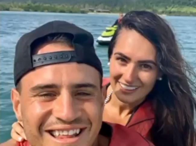 NRL player Josh Reynolds and his now ex-girlfriend Arabella del Busso. Picture: Facebook