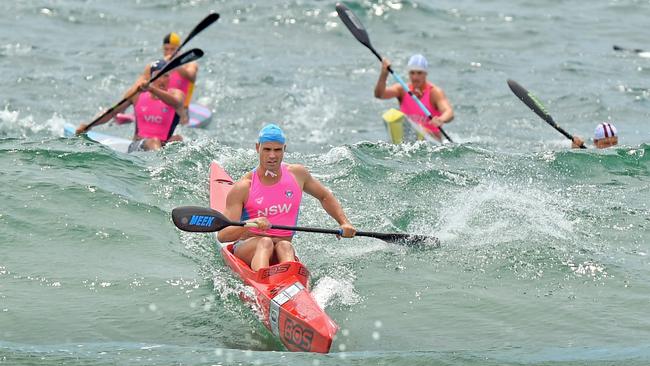 Action in the open ironman race at Alexandra Headlands.