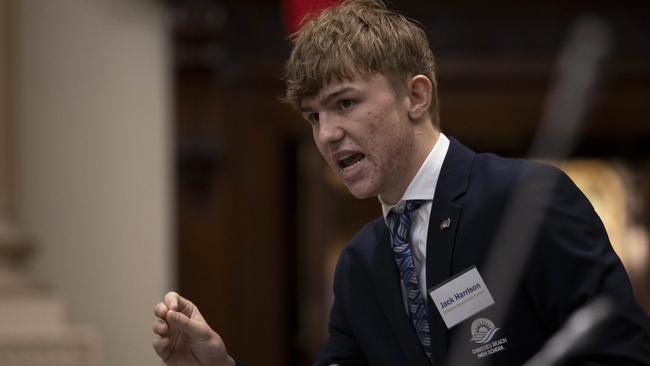 Teen Parliament participant Jack Harrison of Christies Beach High School at Parliament House. Picture: Brett Hartwig