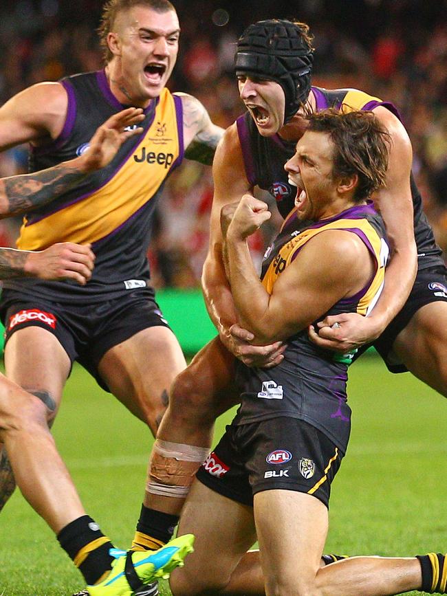 Sam Lloyd celebrates his matchwinning goal in 2016.