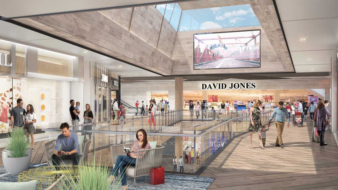 An artists impression inside the new-look Sunshine Plaza, which will feature major department stores David Jones and Big W along with about 100 speciality shops. Picture: Contributed