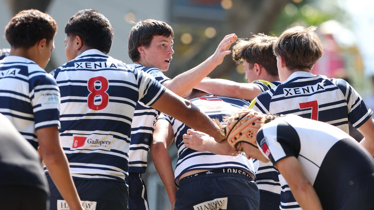 Action from the Under 16 Brisbane junior rugby league grand final between Brothers and Souths at Norman Park. Picture Lachie Millard