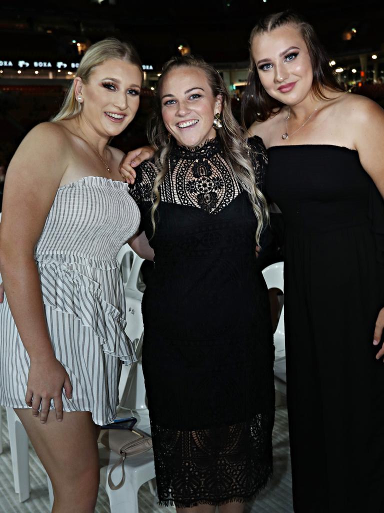 Bronita Dunn, Tyleisha Dunn and Taylor Dunn at Horn-Mundine at Suncorp Stadium. Picture: Annette Dew