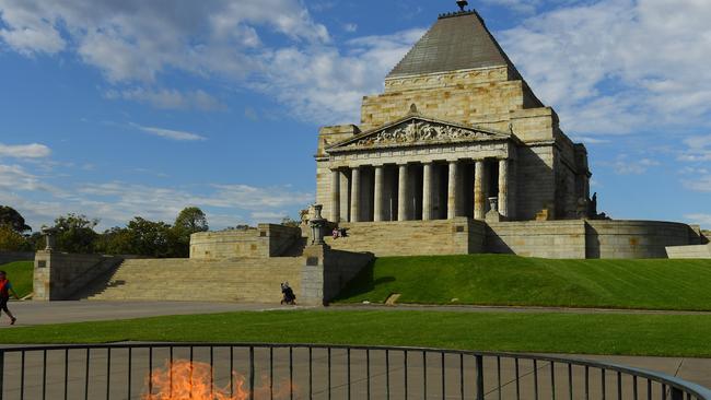 The Shrine of Remembrance in Melbourne will have a closed Dawn Service which will stream on its Facebook page. Picture: James Ross