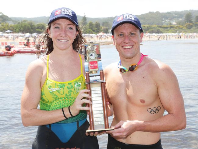 Lorne 2025 Pier To Pub swim 1st in the WomenÃs super fish Lani Pallister and Mens superfish  winner Nick Sloman  Picture: Mark Wilson