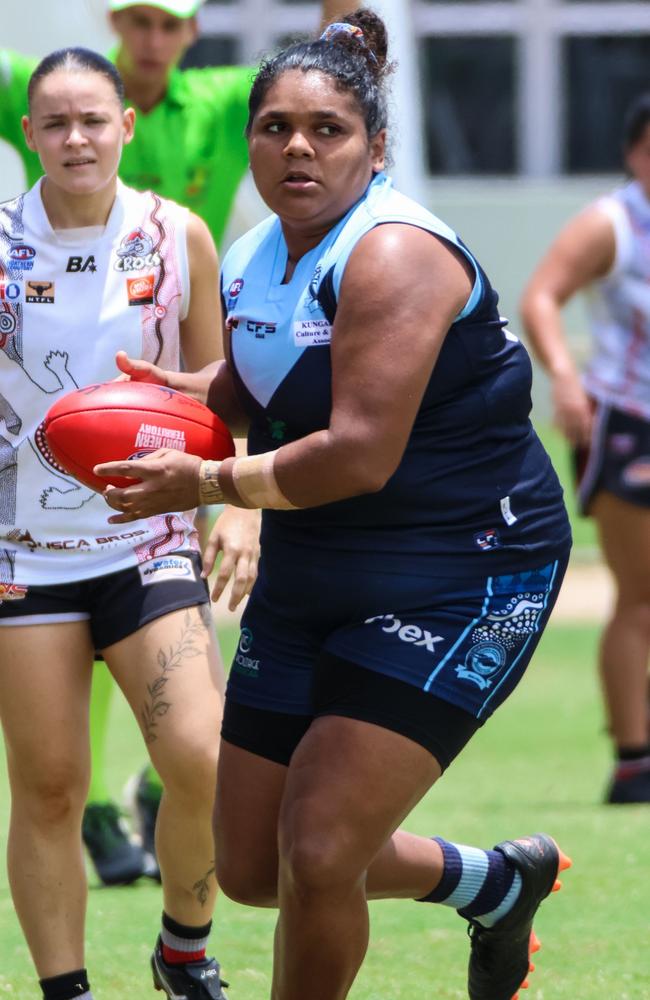 Molly Althouse of the Darwin Buffettes has won the 2022-23 NTFL Women's best and fairest medal twice. Picture: Celina Whan / AFLNT Media