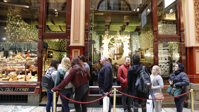 The tea rooms are famous for their never-ending queues and cake window display. Picture: Alex Coppel.