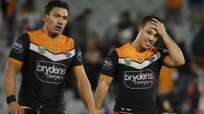 Luke Brooks is struggling to impose himself on the Tigers. (AAP Image/Daniel Munoz)