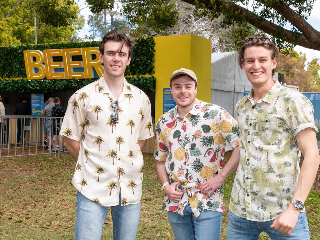 Matt Mutton, Elliott Barber and Eddie Bennett. Festival of Food and Wine, Queens Park, Toowoomba Carnival of Flowers. Saturday September 10, 2022 Picture: Bev Lacey