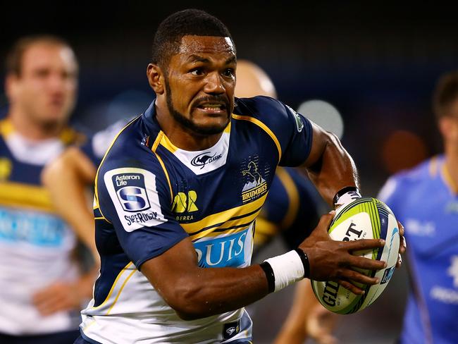 CANBERRA, AUSTRALIA - MARCH 06: Henry Speight of the Brumbies runs the ball during the round four Super Rugby match between the Brumbies and the Force at GIO Stadium on March 6, 2015 in Canberra, Australia. (Photo by Mark Nolan/Getty Images)