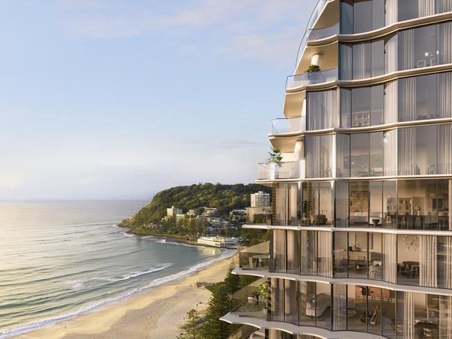 Artist impression of the Mondrian Five-star hotel and residences at Burleigh Heads.