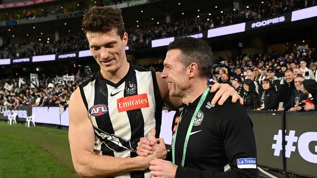 The Pies and Blues are pushing to play finals in the same season for the first time since 2013. Picture: Getty Images