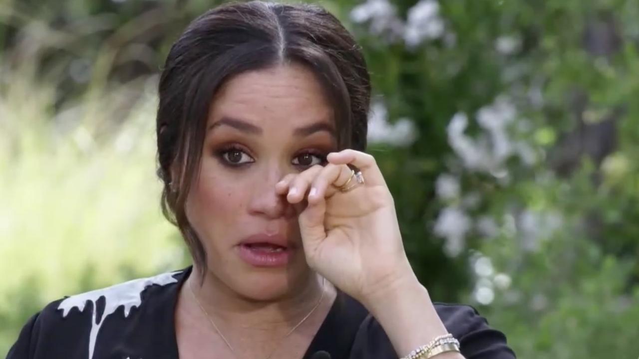 Meghan Markle on the verge of tears talking about how she felt suicidal.