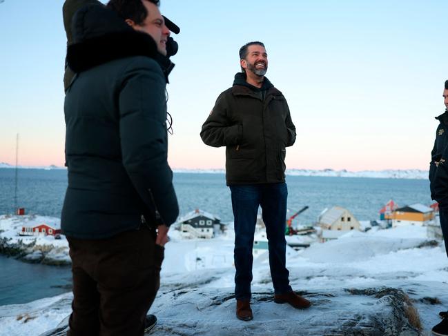 Donald Trump Jr made a private visit to Greenland, a Danish autonomous territory coveted by Mr Trump Sr and which hopes to one day be independent. Picture: Emil Stach / Ritzau Scanpix / AFP.