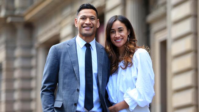 Israel and Maria Folau in Melbourne on the day they settled with Rugby Australia in 2019.