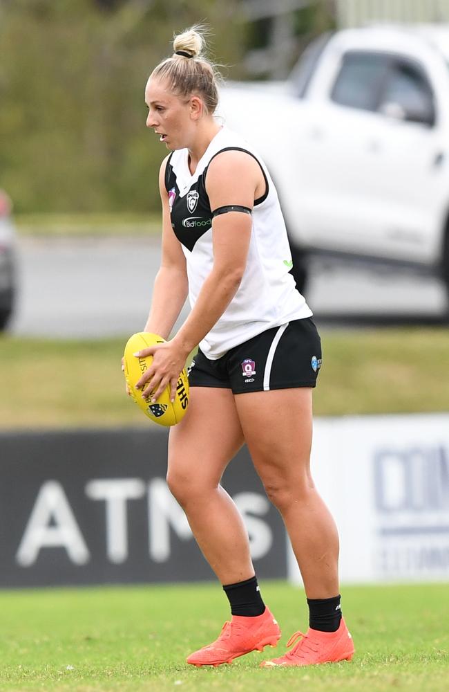 Stephanie O’Brien in action for Southport in the QAFLW competition. Picture: Highflyer Images