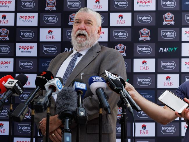 THE DAILY TELEGRAPH, DECEMBER 13, 2023Wests Tigers Media Conference with new interim chief executive, Shane Richardson, addressing the media for the first time since the board was swept out in a radical overhaul. Picture: David Swift