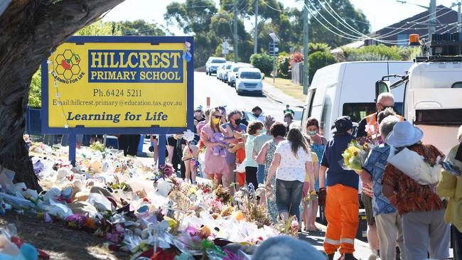 Memorial site at Hillcrest Primary School. The site was packed up to be preserved. Picture: Brodie Weeding/pool