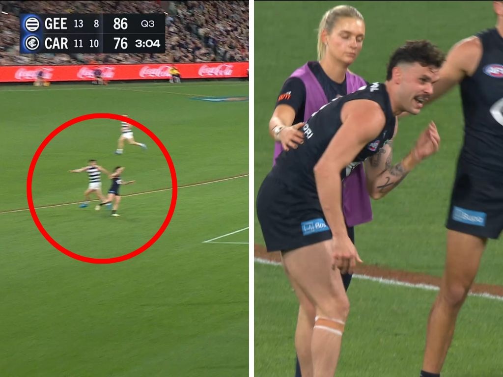 Ollie Henry's incident with Zac Williams. Photos: Fox Sports