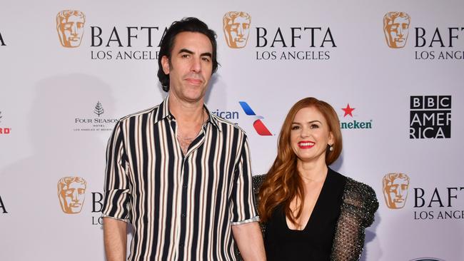 FILE - APRIL 05: Actors Sacha Baron Cohen and Isla Fisher announced their divorce on social media after 13 years of marriage. LOS ANGELES, CALIFORNIA - JANUARY 04: (L-R) Sacha Baron Cohen and Isla Fisher attend The BAFTA Los Angeles Tea Party at Four Seasons Hotel Los Angeles at Beverly Hills on January 04, 2020 in Los Angeles, California. (Photo by Amy Sussman/Getty Images for BAFTA LA)