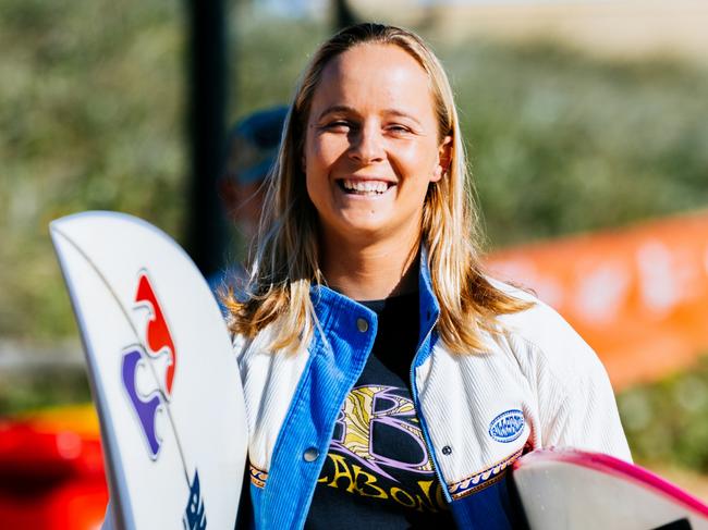 NARRABEEN, NEW SOUTH WALES, AUSTRALIA - MAY 14: Isabella Nichols of Australia prior to surfing in Heat 2 of the Semifinals at the GWM Sydney Surf Pro on May 14, 2024 at Narrabeen, New South Wales, Australia. (Photo by Cait Miers/World Surf League via Getty Images)