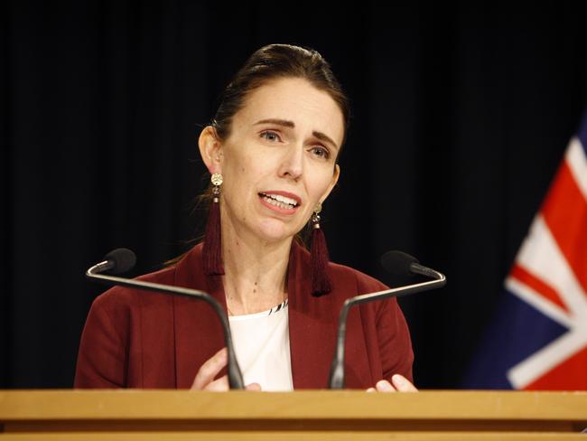 New Zealand Prime Minister Jacinda Ardern talks to the media Monday, Aug. 5, 2019, in Wellington, New Zealand. While abortions have been available in New Zealand for decades, the procedure is still regulated under the Crimes Act which came into force in 1961. Many say that presents unnecessary obstacles for women who are seeking abortions. (AP Photo/Nick Perry)