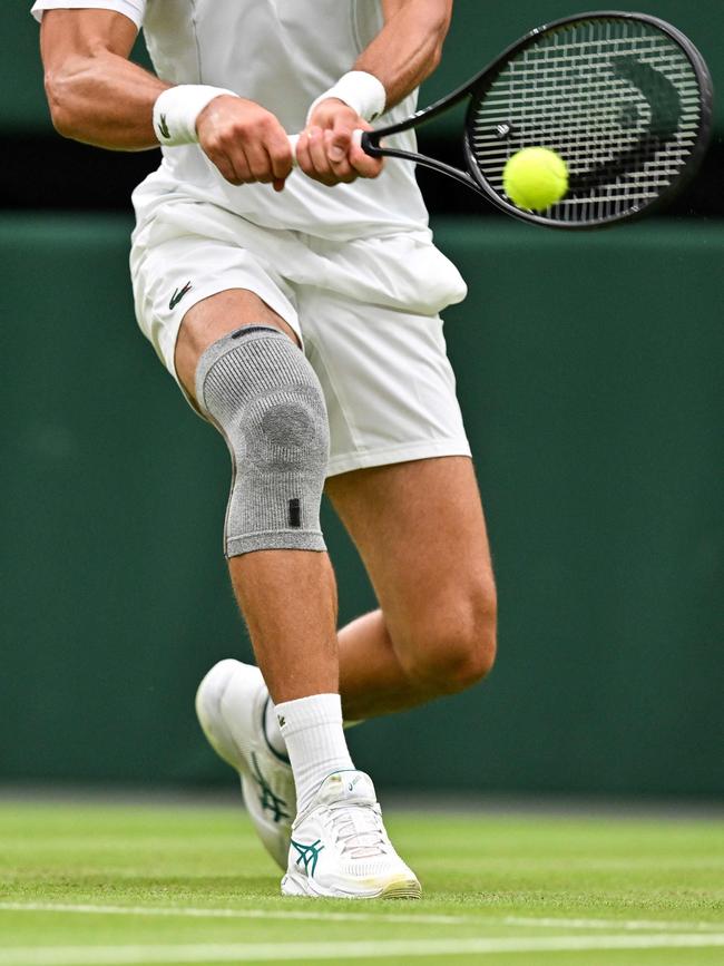 The extent of Djokovic’s knee injury is unknown. Picture: Andrej Isakovic/AFP