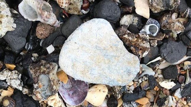 Example of the asbestos contaminated material showing up on the beach.