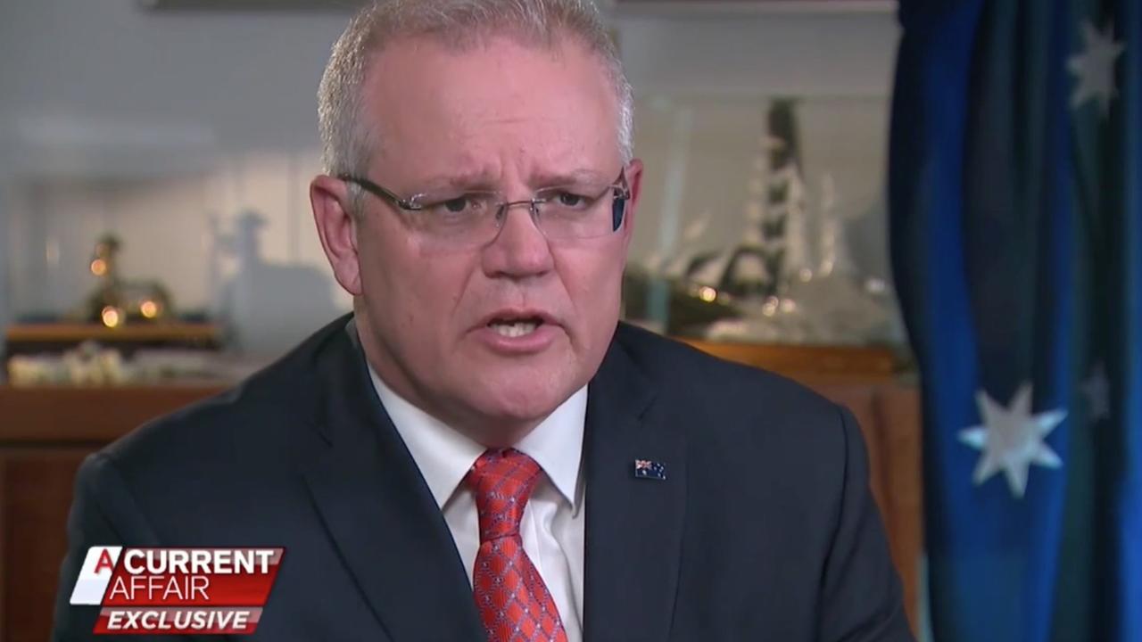 Prime Minister Scott Morrison says he does not have a plan for overseas travel in the ‘foreseeable’ future. Picture: A Current Affair/Channel 9