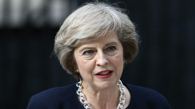 Theresa May speaks outside 10 Downing Street in central London in July 2016 following the formal resignation of David Cameron.