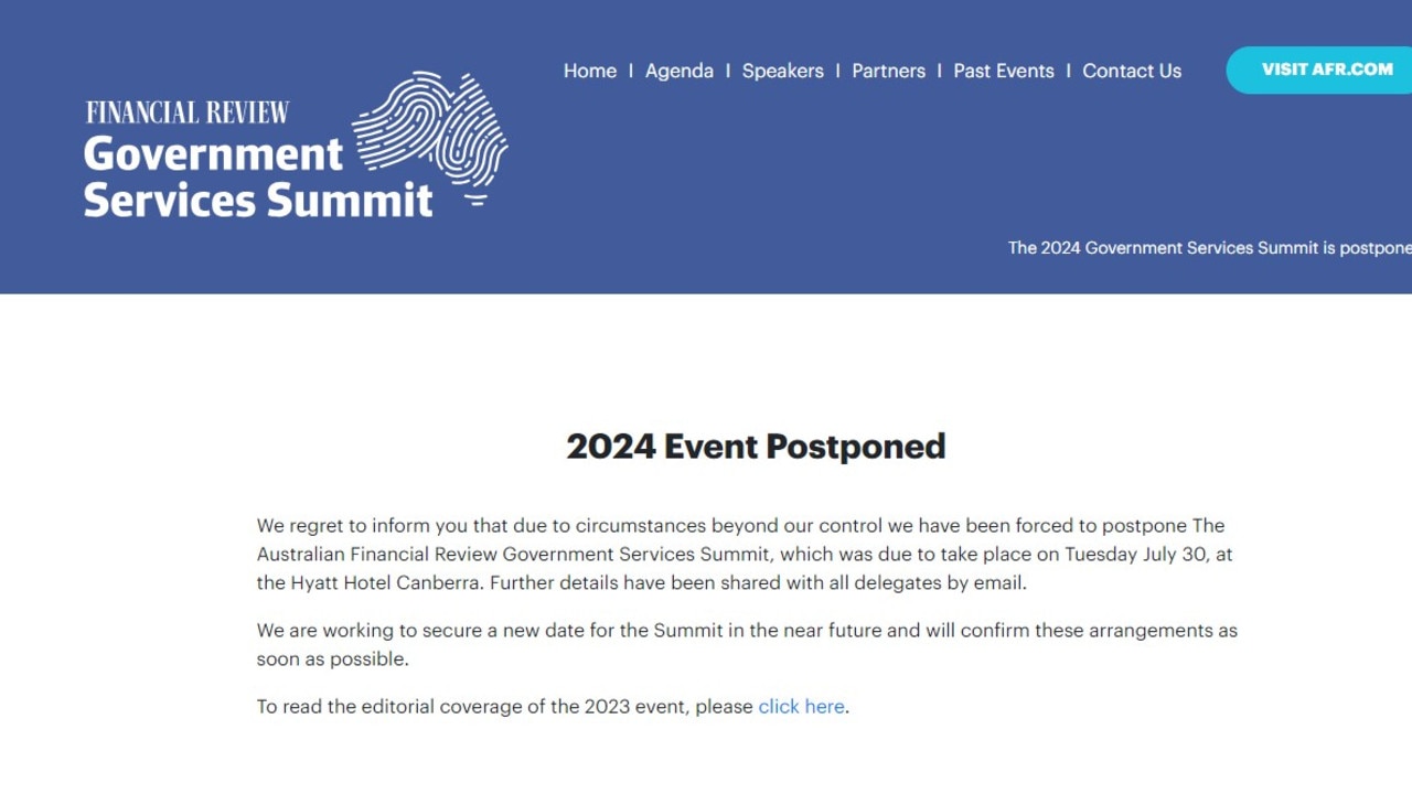 The Australian Financial Review has been forced to postpone a major summit featuring three senior government ministers. Picture: Supplied