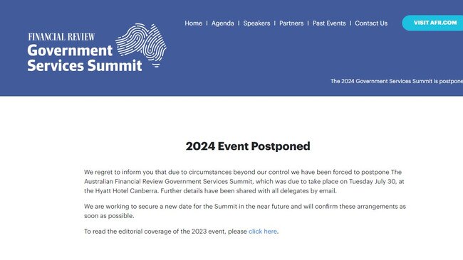 The Australian Financial Review has been forced to postpone a major summit featuring three senior government ministers. Picture: Supplied