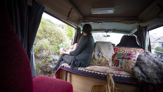 Mother-of-three Emily has gone from living in a four-bedroom house to a van. Picture: RICHARD JUPE