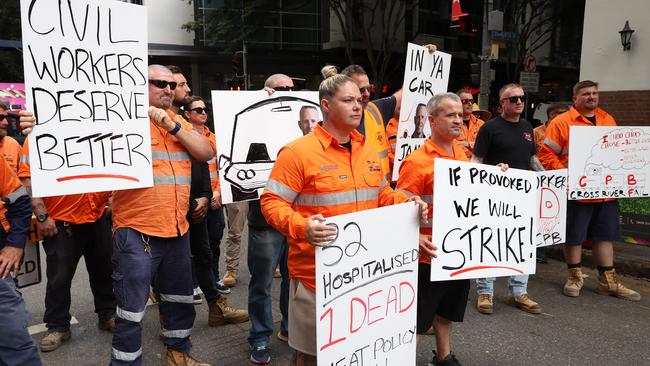 CFMEU protesters in Brisbane. Picture: Liam Kidston