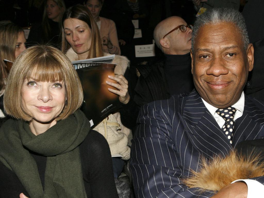Vogue editor-in-chief Anna Wintour and Vogue editor-at-large Andre Leon Talley, right, attend the showing of the Oscar de la Renta fall 2007 collection, Monday, Feb. 5, 2007, during Fashion Week in New York. (AP Photo/Diane Bondareff)