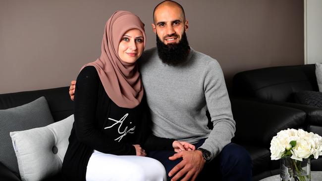 AFL player Bachar Houli has to ask wife Rouba’s dad for permission to begin their courtship. Picture: Rebecca Michael