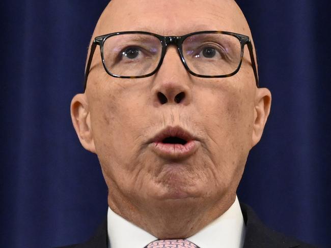 CANBERRA, AUSTRALIA  - NewsWire Photos - February 11, 2025: Leader of the Opposition Peter Dutton holds a press conference at Parliament House in Canberra. Picture: NewsWire / Martin Ollman