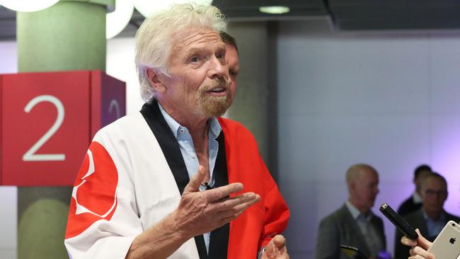 Sir Richard Branson in Brisbane in November 2019 to promote Virgin Australia’s flights to Tokyo. Picture: Liam Kidston