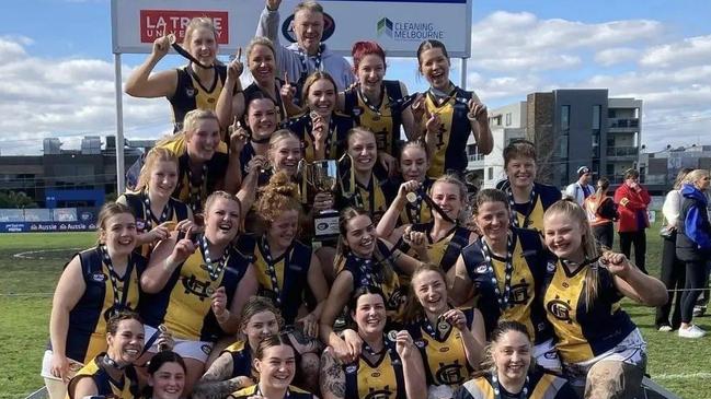 Hurstbridge celebrates its NFL Division 3 premiership. Picture: Supplied