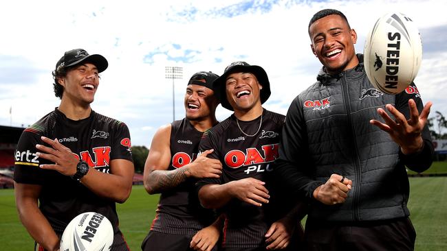 The Panthers are blessed with a host of young talent: (L-R) Jarome Luai, Spencer Leniu, Brian To'o and Stephen Crichton. Picture: Phil Hillyard